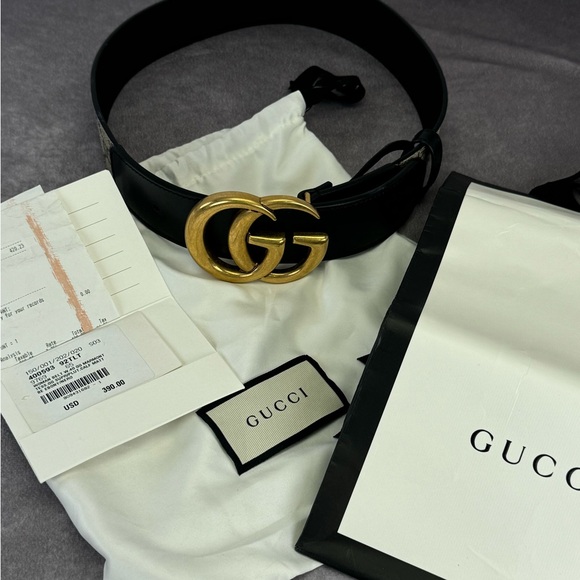 Authentic Gucci Monogram Canvas GG Marmont 400593 Khaki Belt 65/26 - Picture 11 of 11